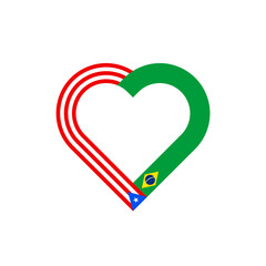 unity concept. heart ribbon icon of puerto rico and brazil flags. vector illustration isolated on white background