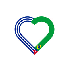 unity concept. heart ribbon icon of cuba and brazil flags. vector illustration isolated on white background