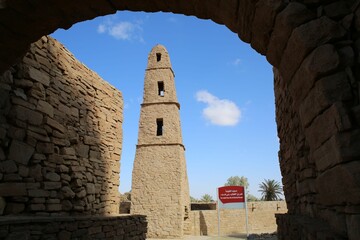 Mosque of Omar Ibn al-Khattab is a historic mosque in Dumat al Jandal in northern Saudi Arabia - obrazy, fototapety, plakaty