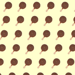 Icecrem chocolate glazed yellow background pattern - obrazy, fototapety, plakaty