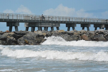 surf at the beach and jetty