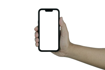 Smartphone frameless mockup. Studio shot of green screen smartphone with blank screen for Infographic Global Business web site design app, Content for technology - include clipping pat.