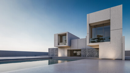 3D rendering illustration of modern house