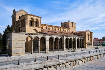 Beautiful view of Basilique Saint-Vincent in Avila, Spain