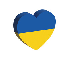 3D Realistic Ukrainian flag peace heart on white background 