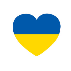 Ukrainian flag peace heart on white background