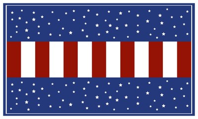 Independence day striped background with red and blue lines and stars, illustration. vector