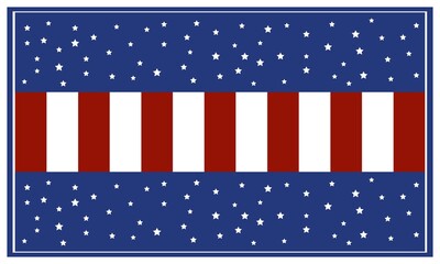 Independence day striped background with red and blue lines and stars, illustration. vector