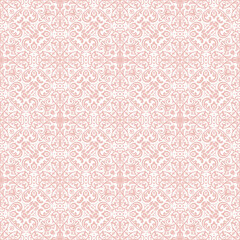 Classic seamless vector pattern. Damask light pink and white orient ornament. Classic vintage background. Orient pattern for fabric, wallpapers and packaging