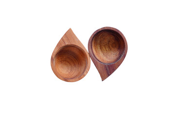 Accessories kitchen Wooden cup with handle, one on white background.