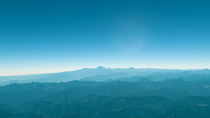 Silhouette of Himalaya mountains under blue sky 