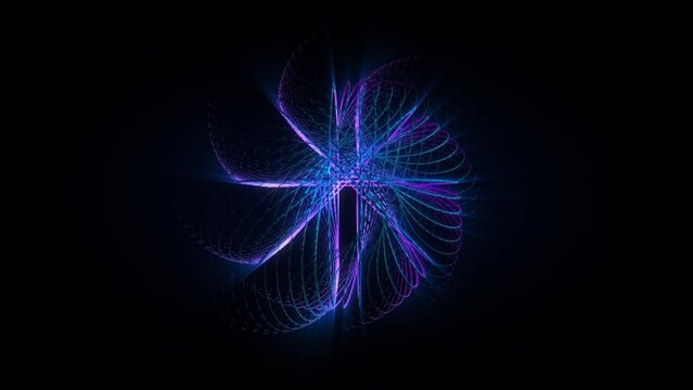 Abstract background 3D animation shiny futuristic object made of geometric elements transforms and rotates in space loop. Great for scientific, technological, industrial, futuristic, luxury, sci-fi il