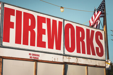 Fireworks stand with American flag