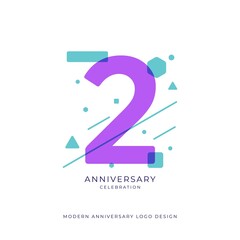 2 year anniversary celebration logo design template vector