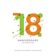 18 years anniversary celebration logo design template vector