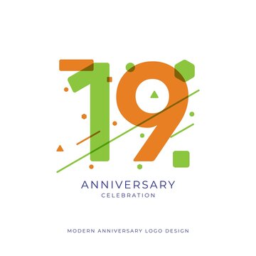 19 years anniversary celebration logo design template vector