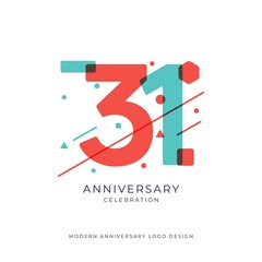 31 years anniversary celebration logo design template vector