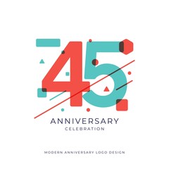 45 years anniversary celebration logo design template vector