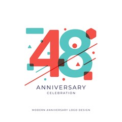 48 years anniversary celebration logo design template vector