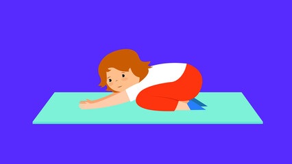 Girl doing exercises on the rug