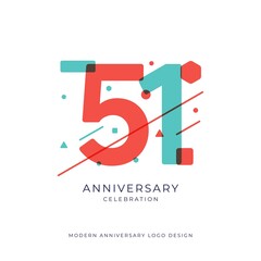 51 years anniversary celebration logo design template vector