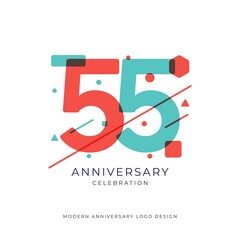 55 years anniversary celebration logo design template vector