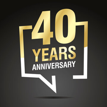 40 Years Anniversary celebrating, gold white speech bubble, logo, icon on black background