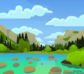 Yosemite Valley Vector Illustration