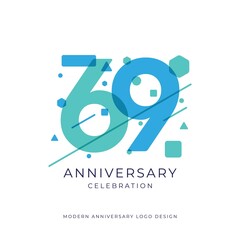 69 years anniversary celebration logo design template vector