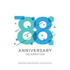 88 years anniversary celebration logo design template vector