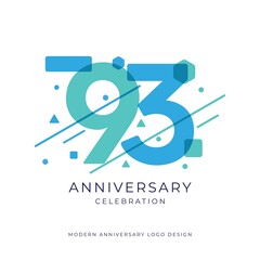 93 years anniversary celebration logo design template vector