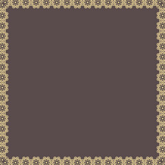 Classic square frame with arabesques and orient elements. Abstract golden ornament with place for text. Vintage golden pattern