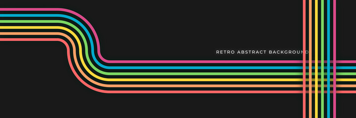 Abstract 1970's background design in futuristic retro style with colorful lines. Vector illustration. © semarjowodesign