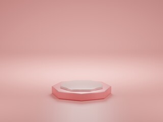 Background  3d rose gold rendering with podium and minimal background 3d rendering