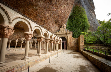 cloister of the Royal Monastery of San Juan de la Peña, Botaya, province of Huesca, Aragon, Spain - obrazy, fototapety, plakaty