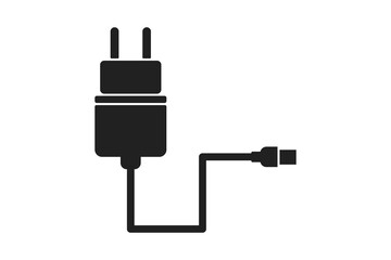 Phone charger simple icon, smartphone charging device silhouette icon