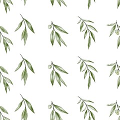 Seamless pattern with green leaves