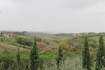 View of Tuscany region from Siena, Italy