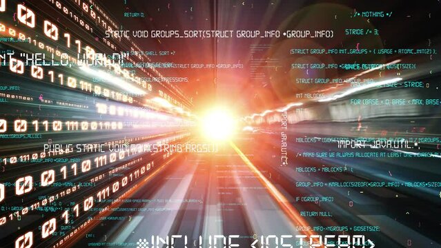 Software development, application programming code and tacit computer coding . Concept of smart digital transformation and technology disruption that changes global trends in new information era .