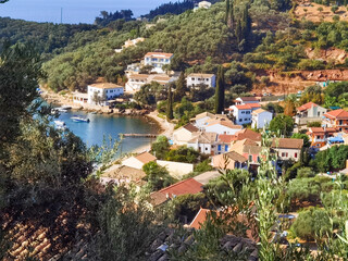 corfu island, agios stefanos village in  avliotes perfecture , summer tourist resort in greece