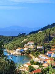 Naklejka na ściany i meble corfu island, agios stefanos village in avliotes perfecture , summer tourist resort in greece