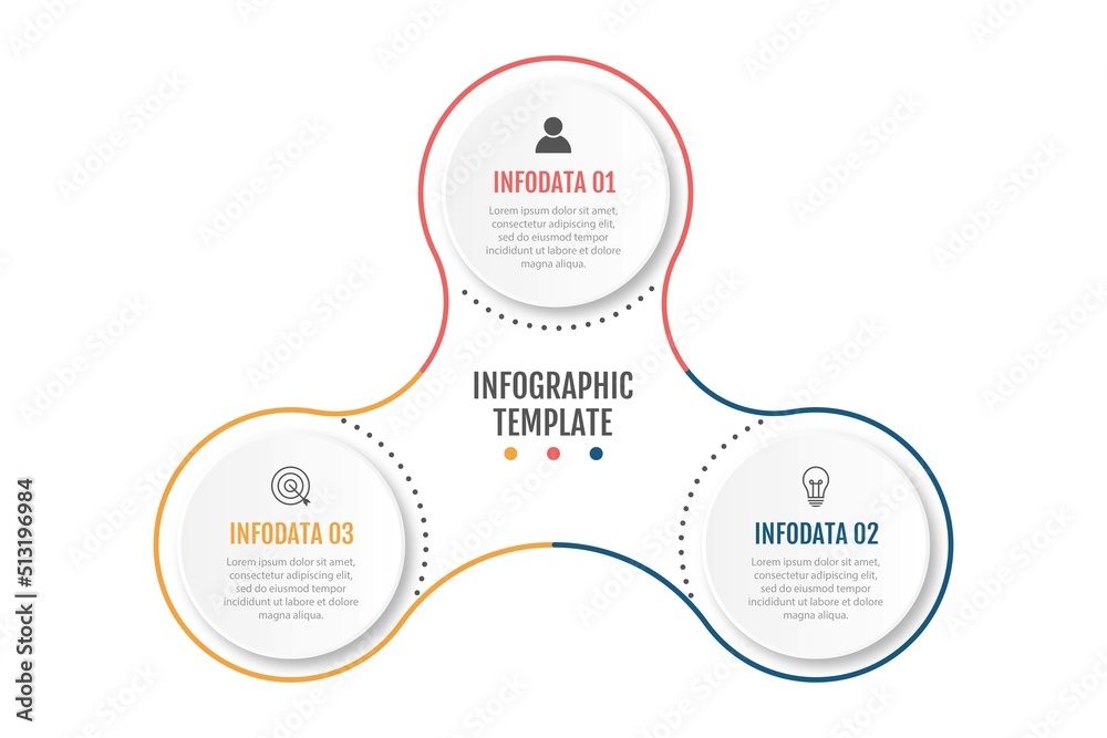 Wall mural business infographics. circle with 3 parts, steps. vector template.