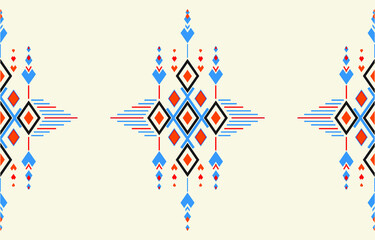 Fototapeta premium Tribal indian seamless pattern. Color mexican, aztec and maya ornament, ethnic stylish fabric geometric print wallpaper texture vector set. Unique folk, national culture collection
