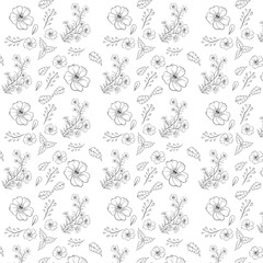 Fototapeta premium Hand-drawn floral vector pattern, Seamless floral pattern for summer