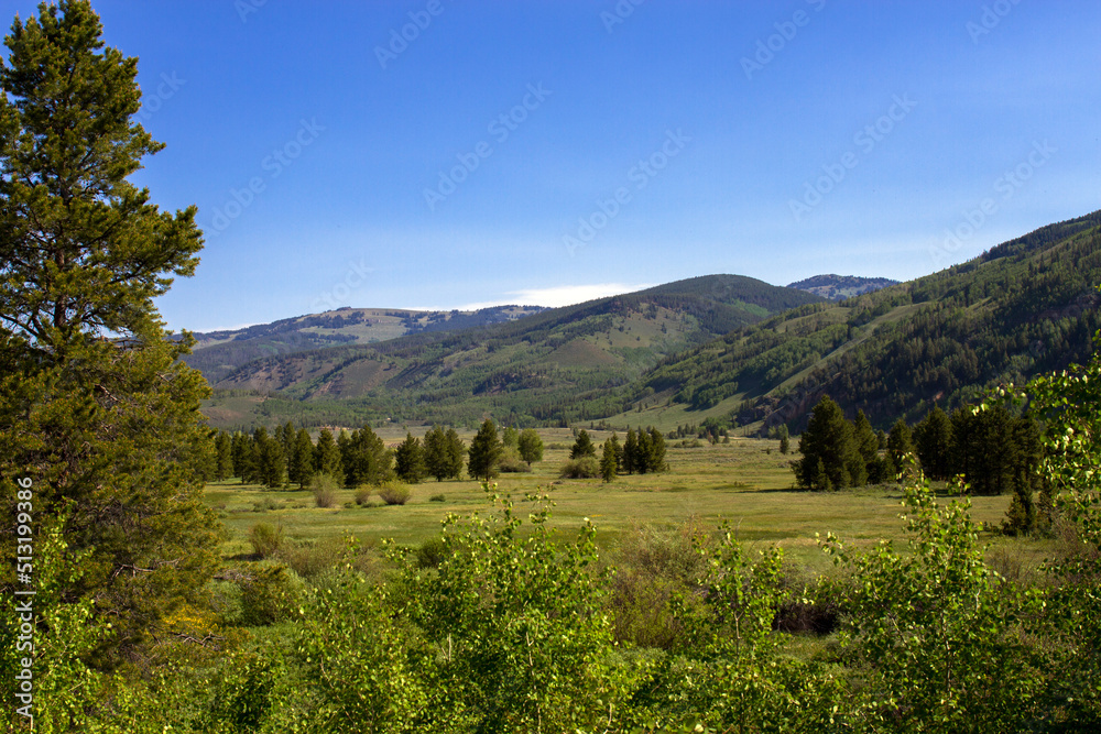 Sticker view from scenic byway us 24 as it passes through san isabel national forest in colorado