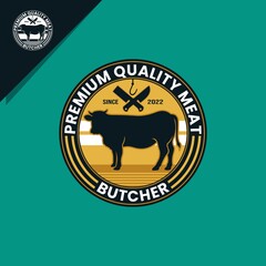 butcher logo with knife and cow silhouette