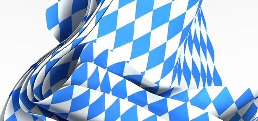 Flag of Bavaria, Germany. 3D rendering illustration of waving sign symbol.