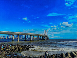 Bandra worli sea link under the natural blooming sky