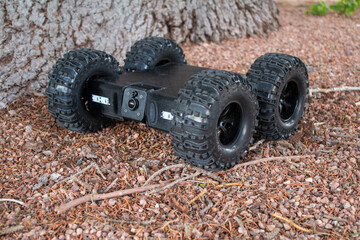 3D printed home made custom inspection robot rover with 4 wheels for off-road crawling using...