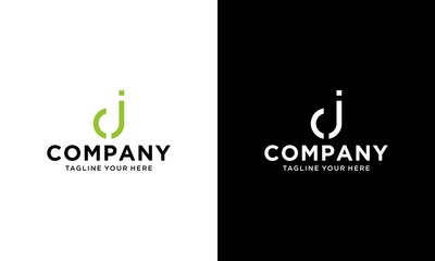 initial letter logo cj, jc, j inside c rounded lowercase logo on a black and white background.
